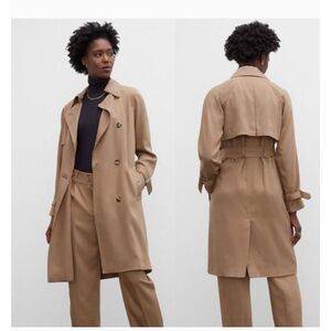 Club Monaco everywear  Women's Double Breasted Long Sleeve Trench Coat Tan Small